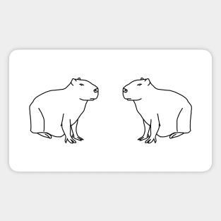 Capybara With Friend Minimal Line Drawing Magnet